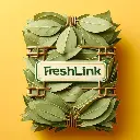Bay leaves stacked neatly, Freshlink branding, yellow background.webp