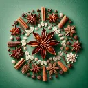 Star anise spice arranged aesthetically, Freshlink logo, green background. (2).webp
