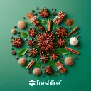 Star anise spice arranged aesthetically, Freshlink logo, green background. (1).webp
